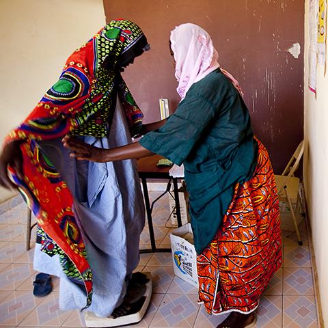 Health worker with client in Mali