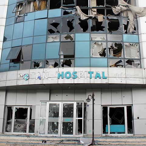 Damaged health facility in Turkey