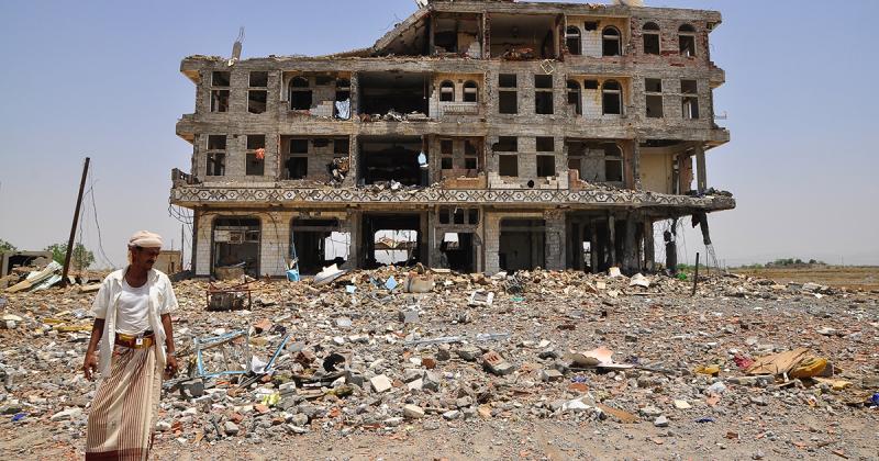 Damaged health facility in Yemen