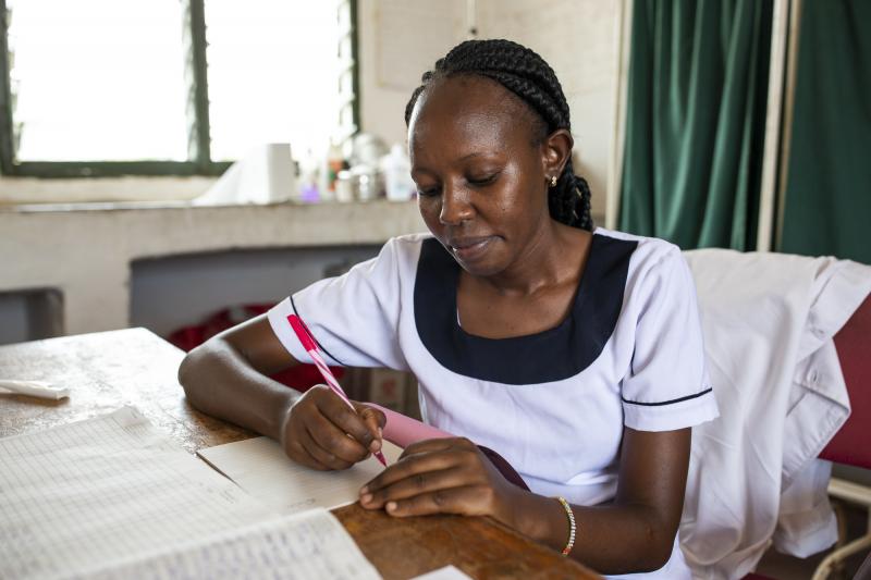 Teresia Wambui at her desk