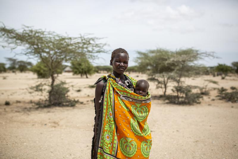 A young mother and her baby.