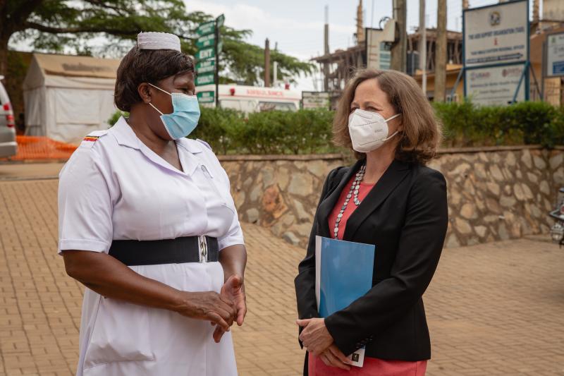 Health worker and Polly Dunford