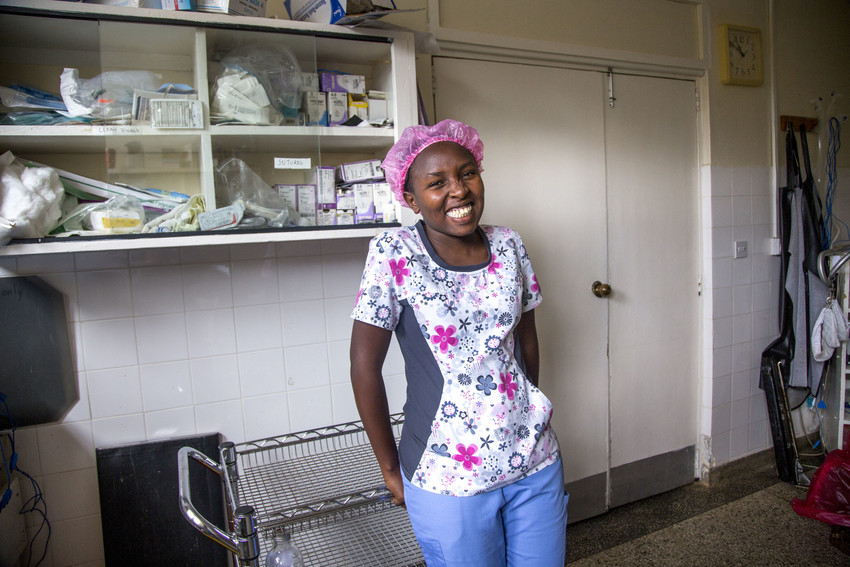 A student health worker who received a low-interest loan through the Afya Elimu Fund. Photo by Georgina Goodwin for IntraHealth International.