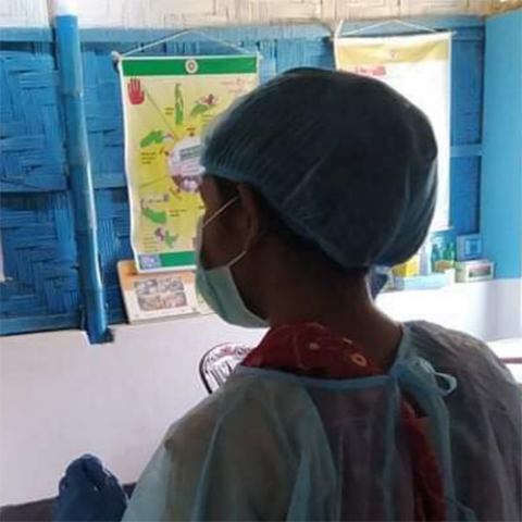 A midwife working in a Rohingya camp.