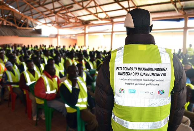 IntraHealth worked to raise awareness and demand for voluntary medical male circumcision services in Shinyanga, to persuade local boda boda operators to educate their peers and customers about safety and health services.