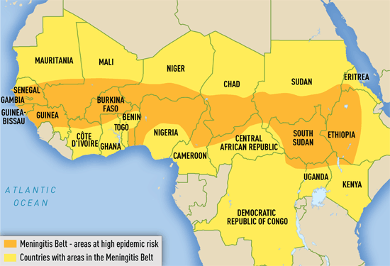 Africa's Meningitis Belt. Courtesy of the US Centers for Disease Control and Prevention.