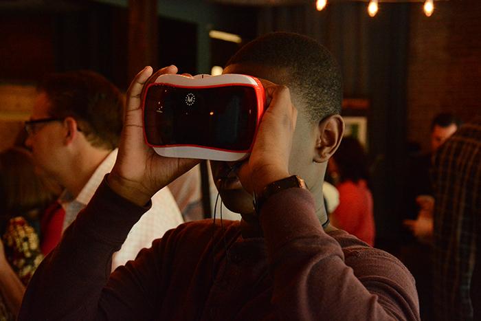 At today's Virtual Reality microlab, SwitchPointers saw firsthand the power of immersive VR during an interactive 360-degree video training experience. Photo by David Nelson for IntraHealth International.